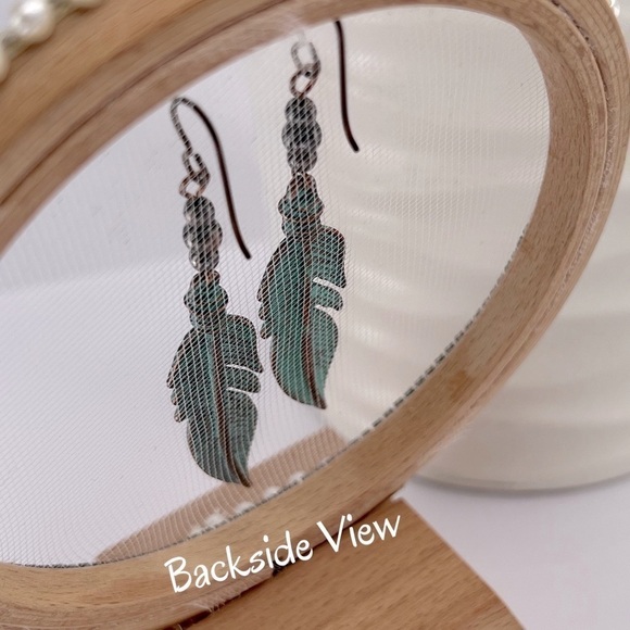 COPPER Feather Dangle Earrings HYPOALLERGENIC - Picture 7 of 12